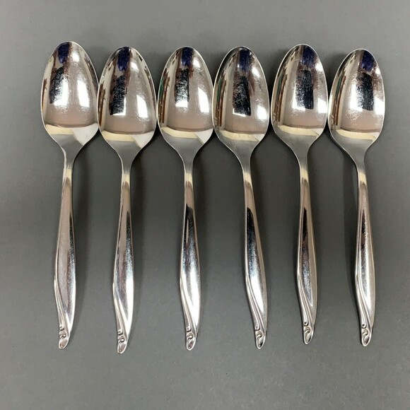 Wm A Rogers Oneida Surf Club Stainless Oval Soup Spoons Lot of 6 - Picture 2 of 7